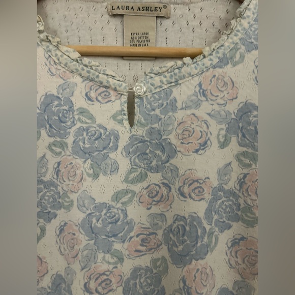 Laura Ashley Vintage Night Gown cotton floral cottage lavender and pink rose XL - Picture 4 of 6